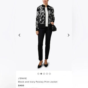 J’ Envie Women’s Paisley Print Jacket/Sweater Soft Cozy Black/ Ivory Size Large